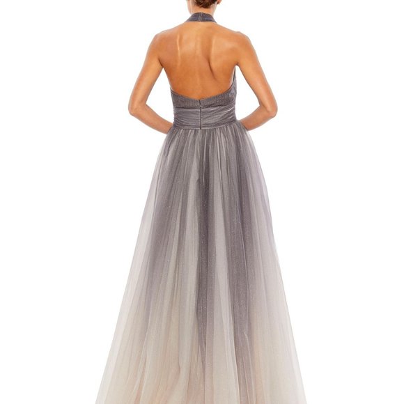 NWT MAC DUGGAL GLITTER HALTER NECK LONG GOWN PURPLE OMBRE 20376 $398‎ - Picture 3 of 8